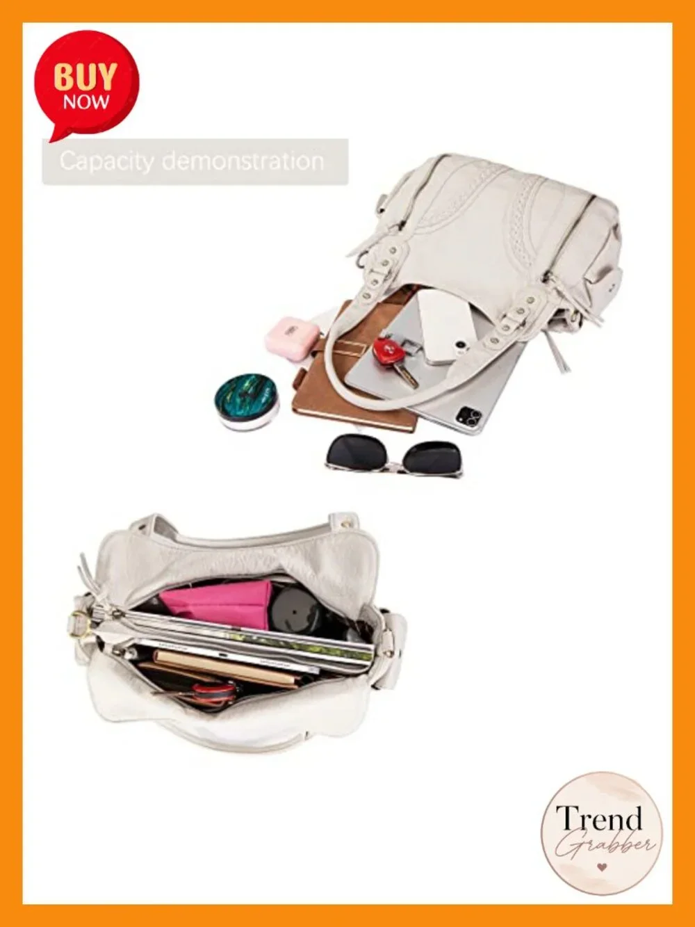 Soft Faux Leather Hobo Handbag with Crossbody Strap Large